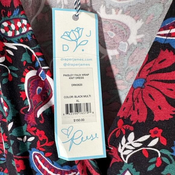 Draper James Paisley Print Faux Wrap Stretch Midi Dress Size XL - Picture 4 of 12